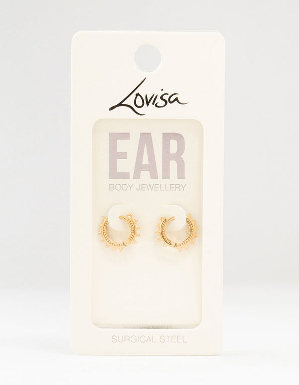 Gold Plated Surgical Steel Spikey Hoop Earrings