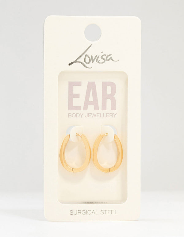 Gold Plated Surgical Steel Oval Hoop Earrings