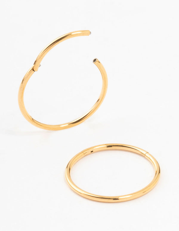 Gold Plated Surgical Steel Sleeper Earrings 14MM