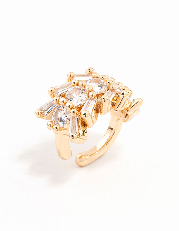 Gold Spiky Marquise Cunic Zirconia Ear Cuff