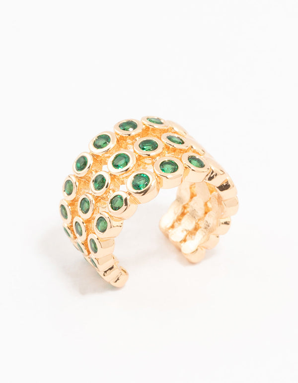 Gold Mini Round Cubic Zirconia Ear Cuff