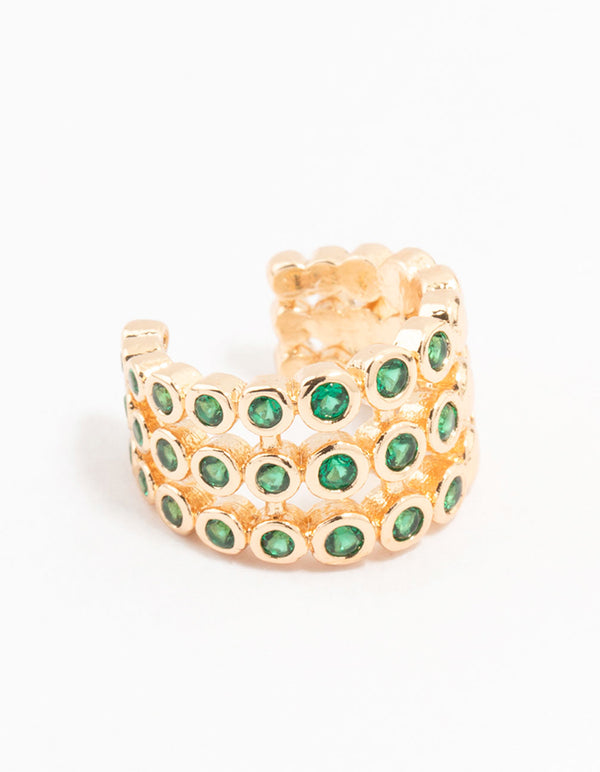 Gold Mini Round Cubic Zirconia Ear Cuff