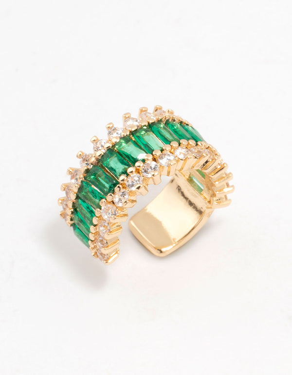 Gold Cubic Zirconia Baguette Encased Ear Cuff