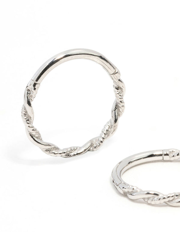 Surgical Steel Twisted Sleeper Hoop Earrings 10MM