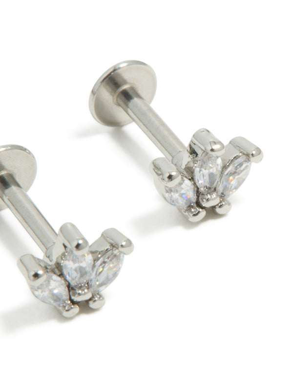 Surgical Steel Triangle Marquise Flat Back 2-Pack