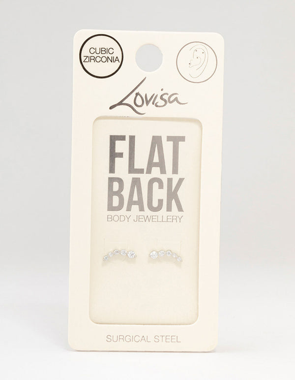 Surgical Steel Cubic Zirconia Large Crawler Flat Back 2-Pack