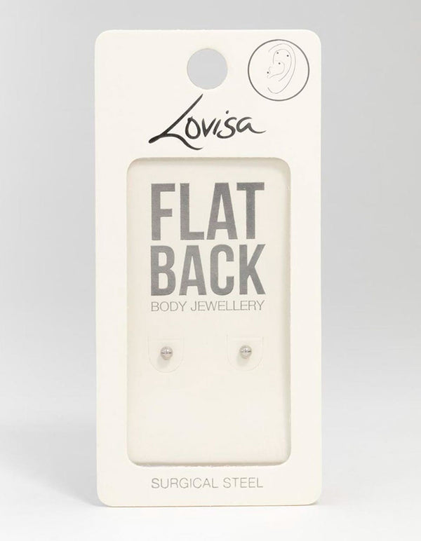 Surgical Steel Plain Ball Flat Back Earrings 2-Pack