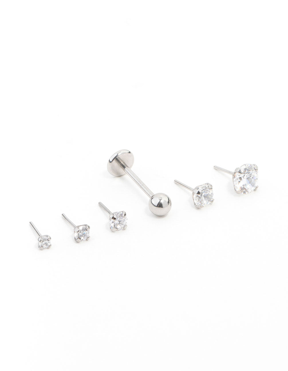 Surgical Steel Stone Flat Back Earrings 6-Pack