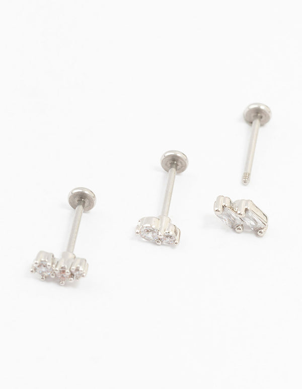 Surgical Steel Double Baguette Flat Backs 3-Pack