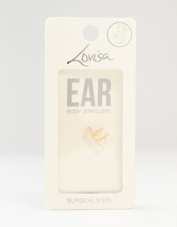 Gold Plated Surgical Steel Marquise Round Flat Back