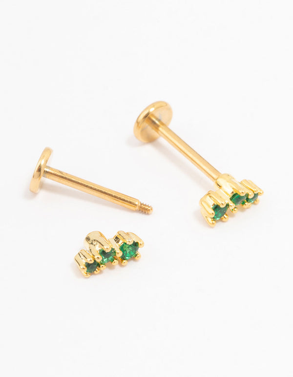 Green Gold Plated Surgical Steel Mini Crawler Flat Backs 2-Pack