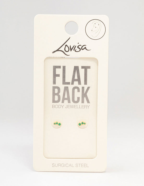 Green Gold Plated Surgical Steel Mini Crawler Flat Backs 2-Pack