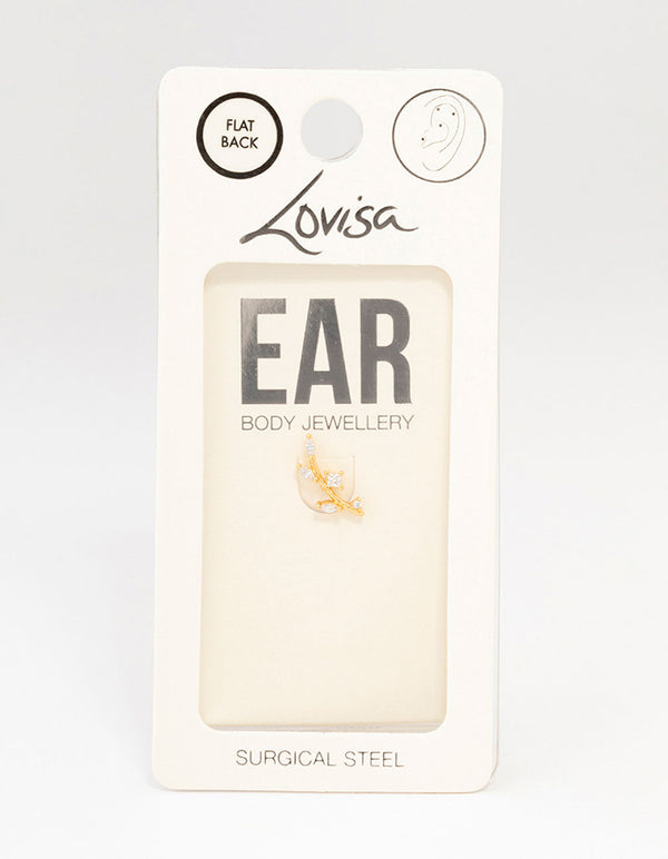 Gold Plated Surgical Steel Dainty Leaf Flat Back
