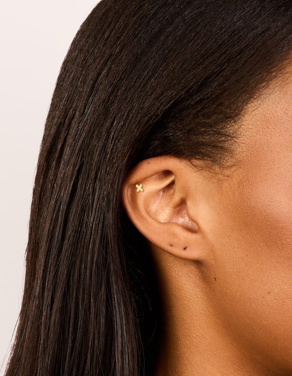 Gold Plated Surgical Steel Cross Flat Back Earrings 2-Pack
