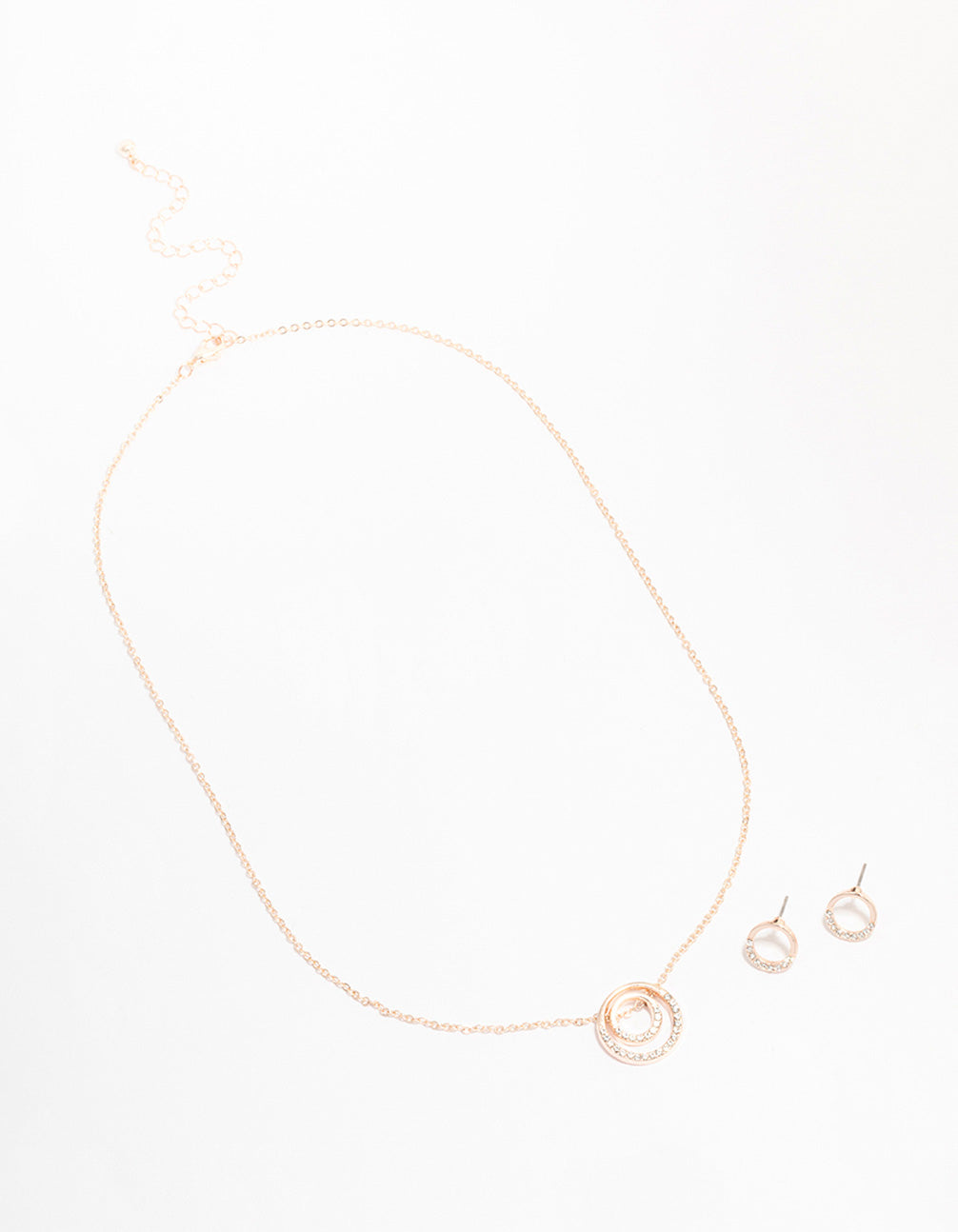 Rose Gold Double Open Circle Jewellery Set