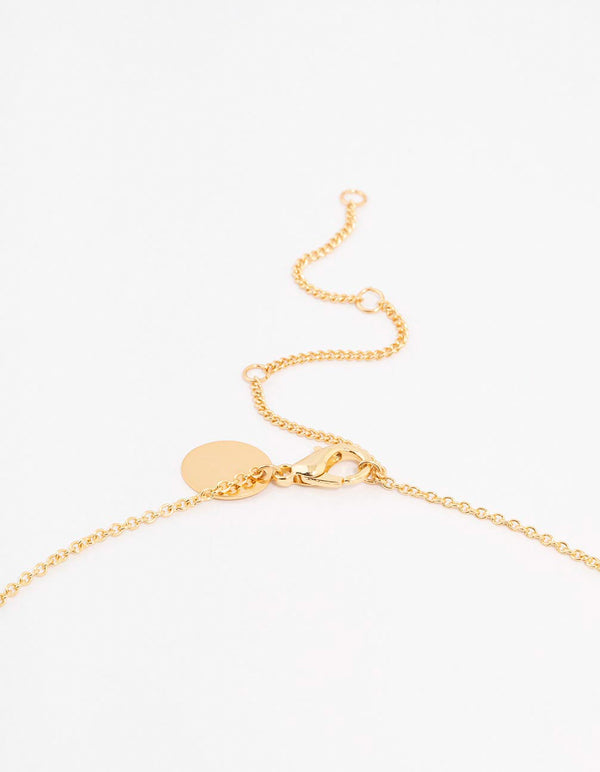 Gold Plated Emerald Baguette Station Necklace