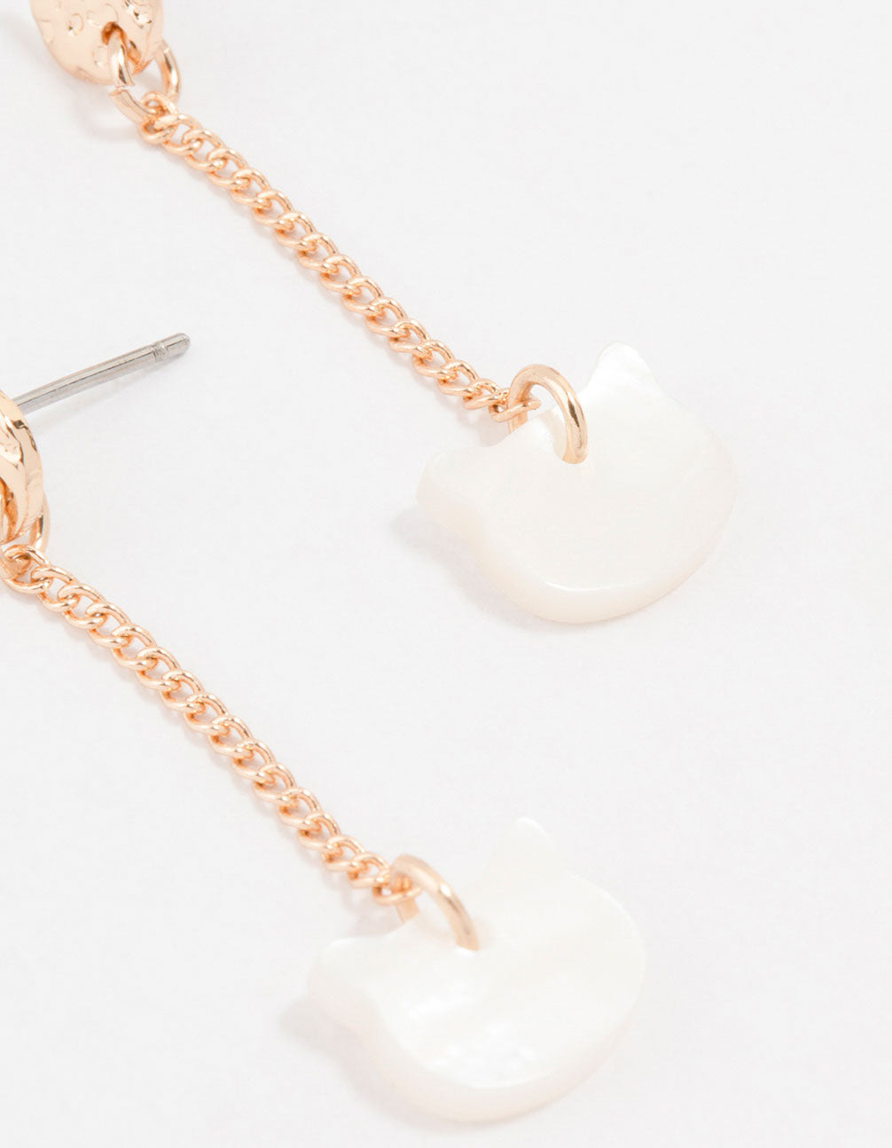 Gold Genuine Shell Cat Drop Earrings