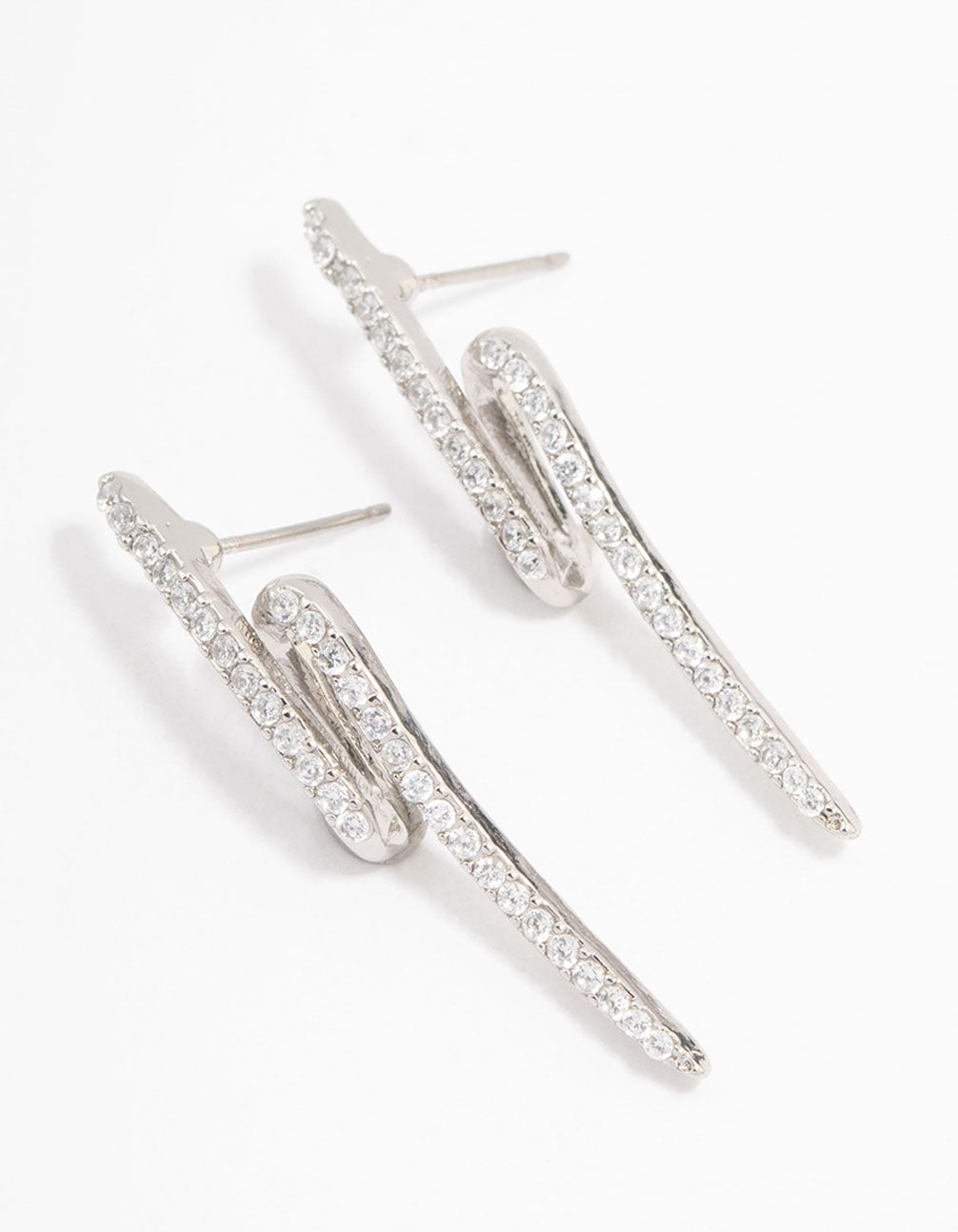 Silver Diamante Lightning Bolt Drop Earrings