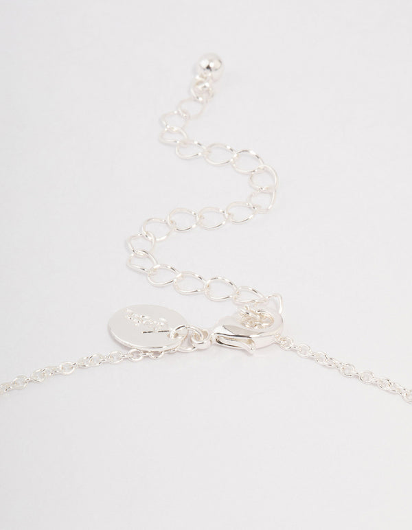 Silver Bunny Ear Pendant Necklace