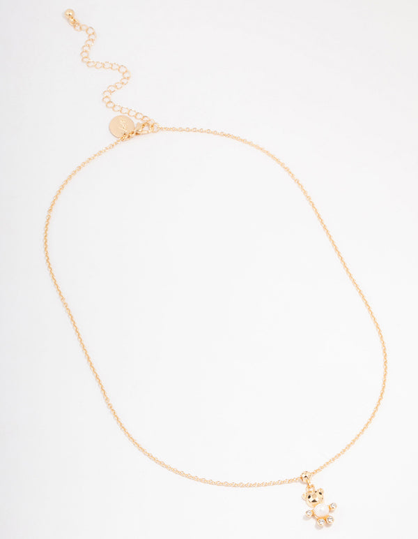 Gold Pearl & Diamante Teddy Bear Necklace