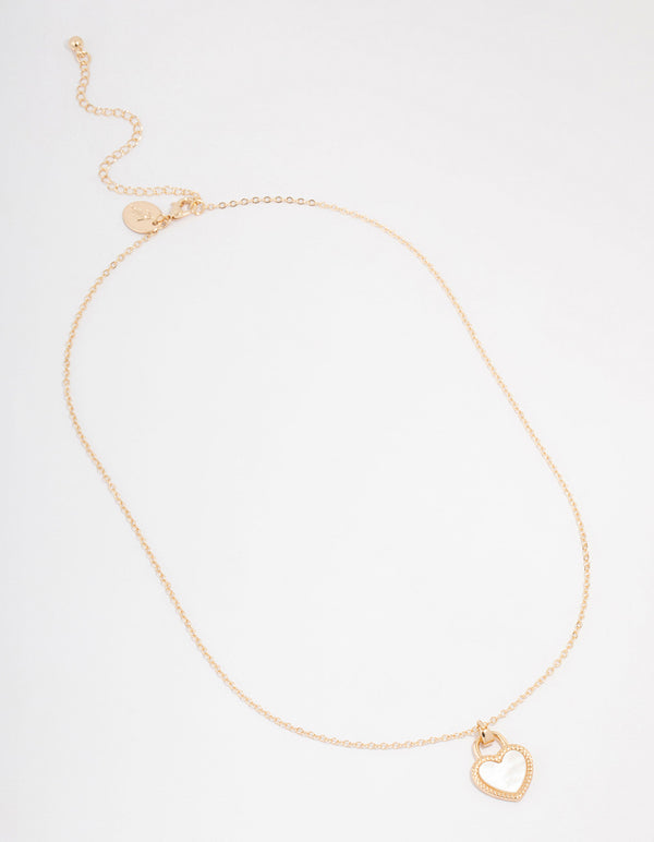 Gold Heart Locket Pendant Necklace