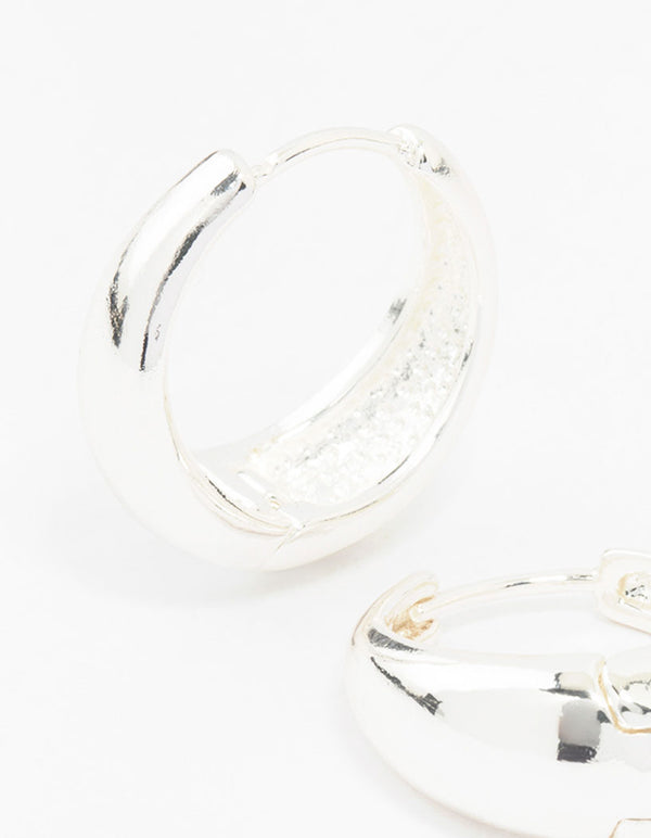 Silver Plated Large Chunky Classic Hoop Earrings