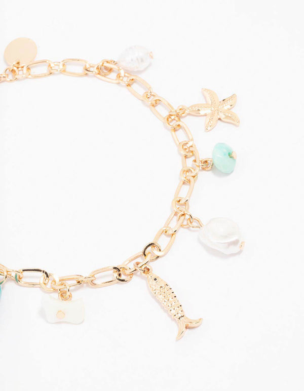 Gold Sea Charm Anklet