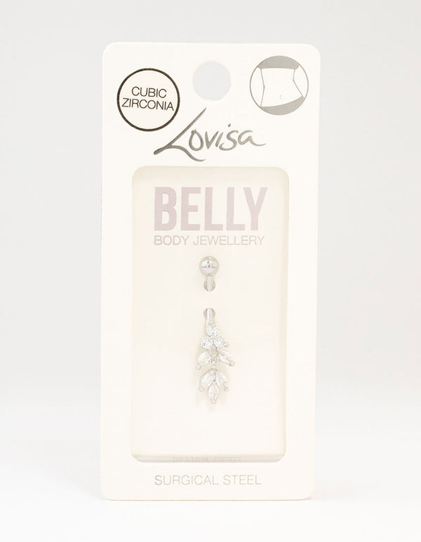 Surgical Steel Marquise Drop Belly Bar