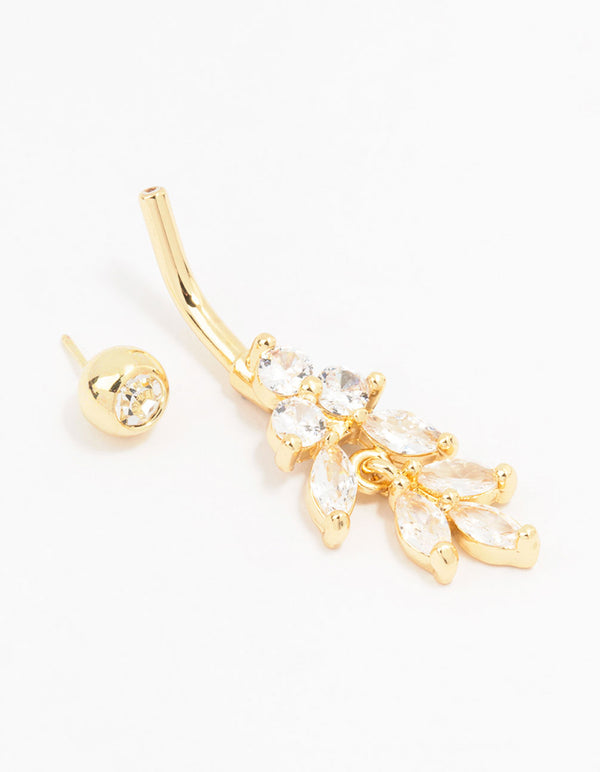 Gold Plated Surgical Steel Marquise Drop Belly Bar