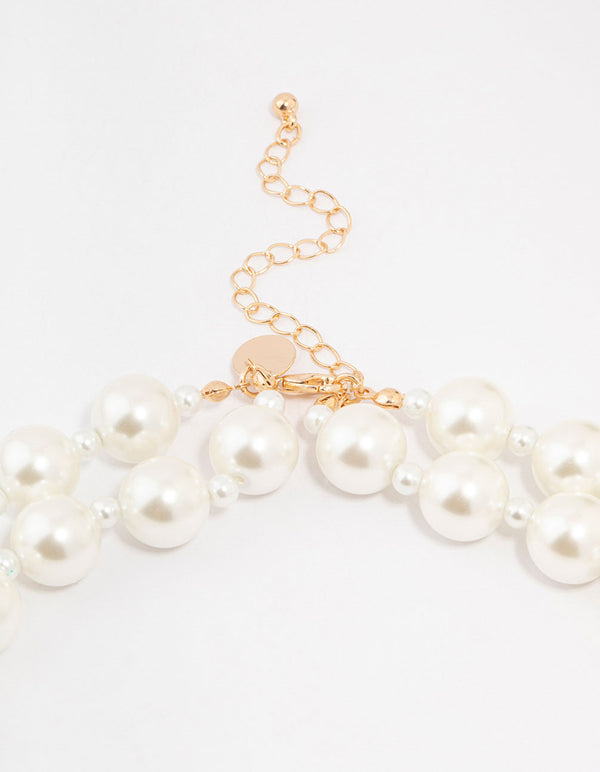 Beaded Statement Pearl Lariat Necklace
