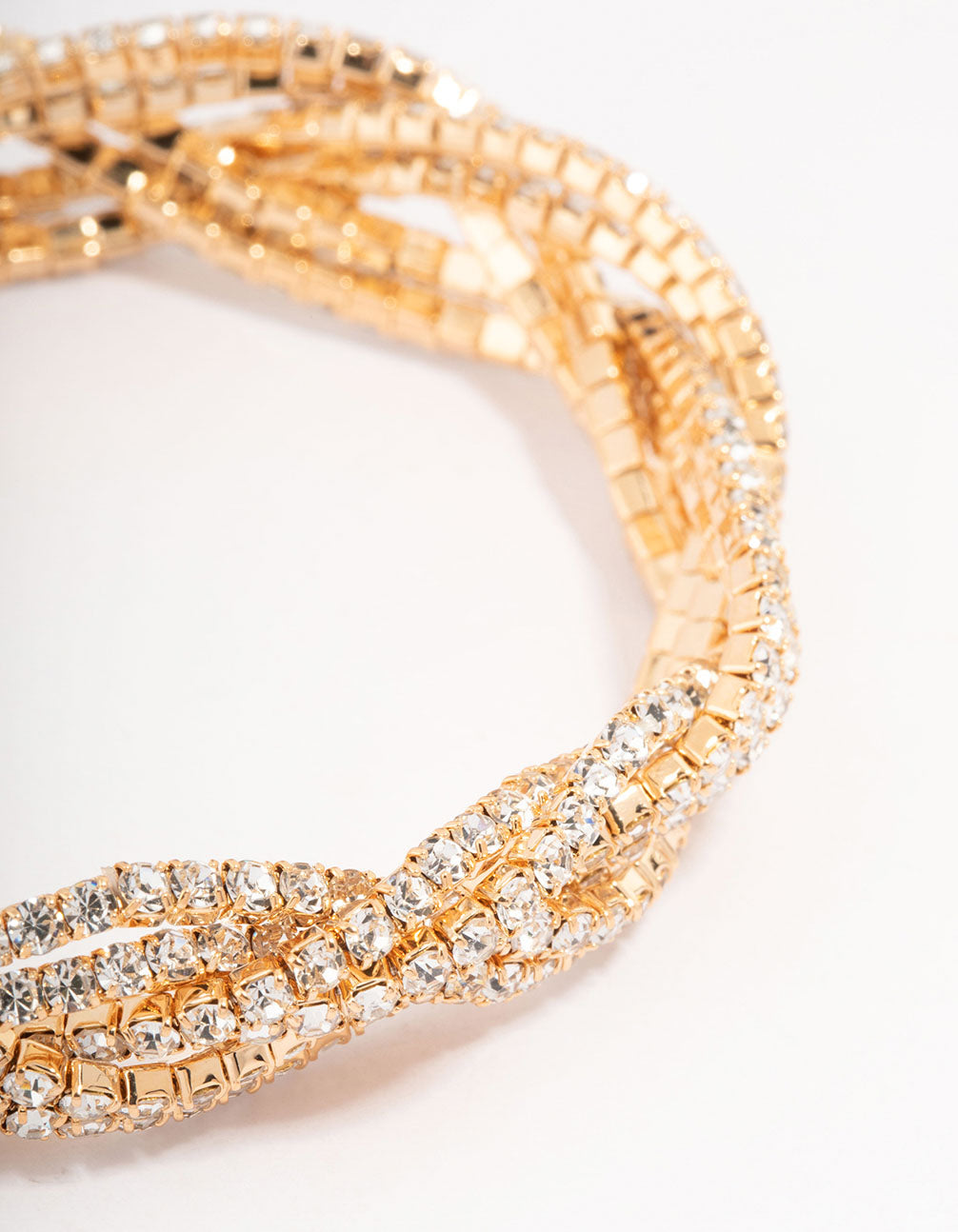 Gold Plated Braided Diamante Bracelet