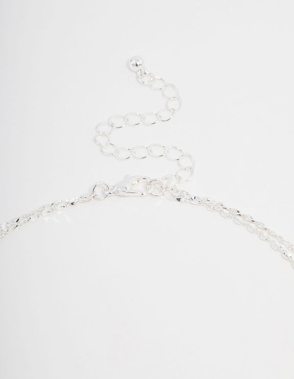 Silver Plated Cubic Zirconia Fine Cross Necklace 2-Pack