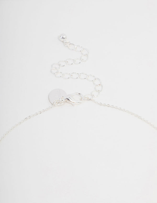 Silver Plated Cubic Zirconia Mini Cross Necklace & Stud Earrings Set