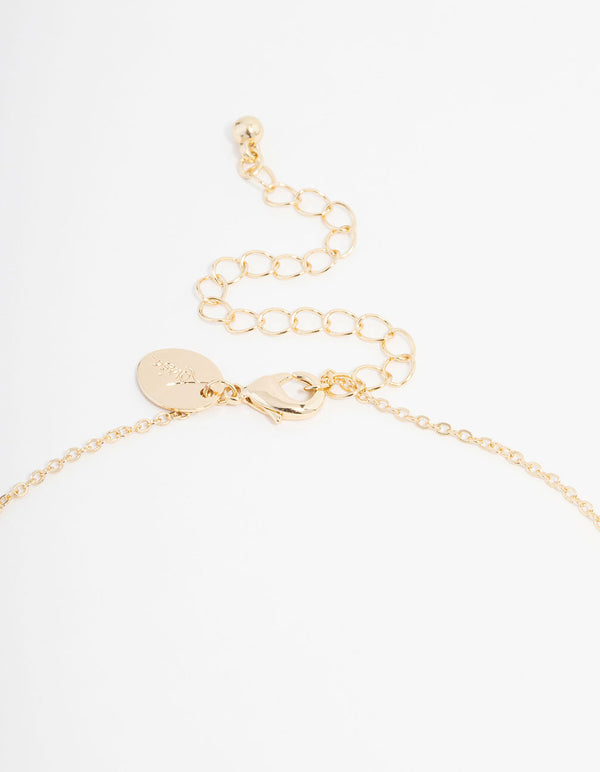 Gold Cubic Zirconia Angel Necklace & Stud Earrings Set