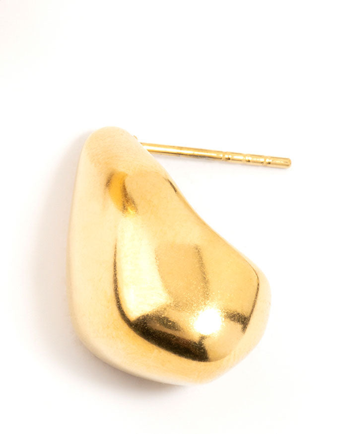Highlighting waterproof gold plated stainless steel organic drop earrings post detail view