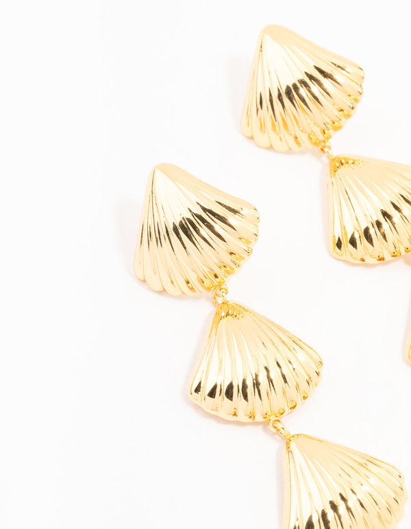 Waterproof Gold Plated Stainless Steel Shell Drop Earrings