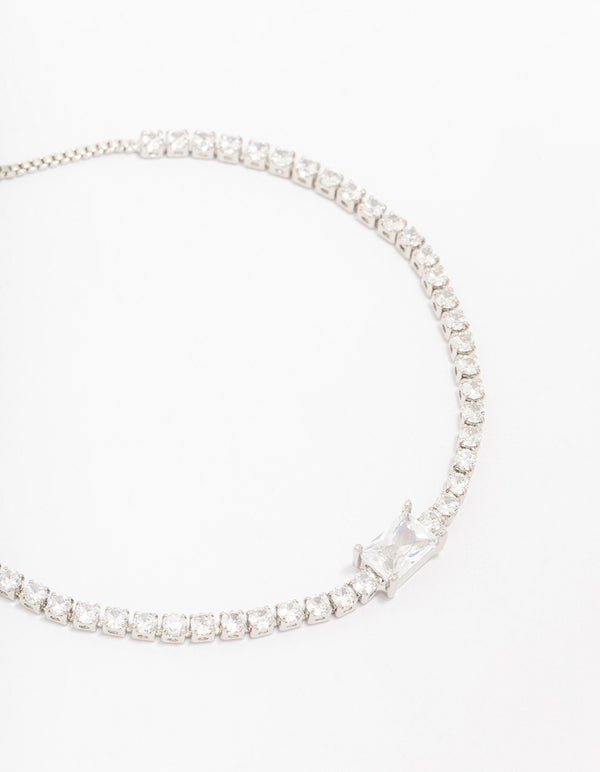 Silver Cubic Zirconia Toggle Bracelet