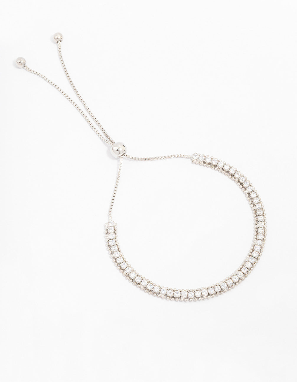 Silver Cubic Zirconia Tennis Toggle Bracelet