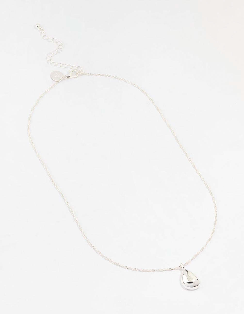 Silver Plated Dainty Drop Twist Necklace