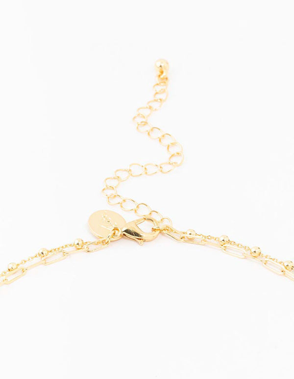 Gold Plated Mary Satellite Layered Pendant Necklace