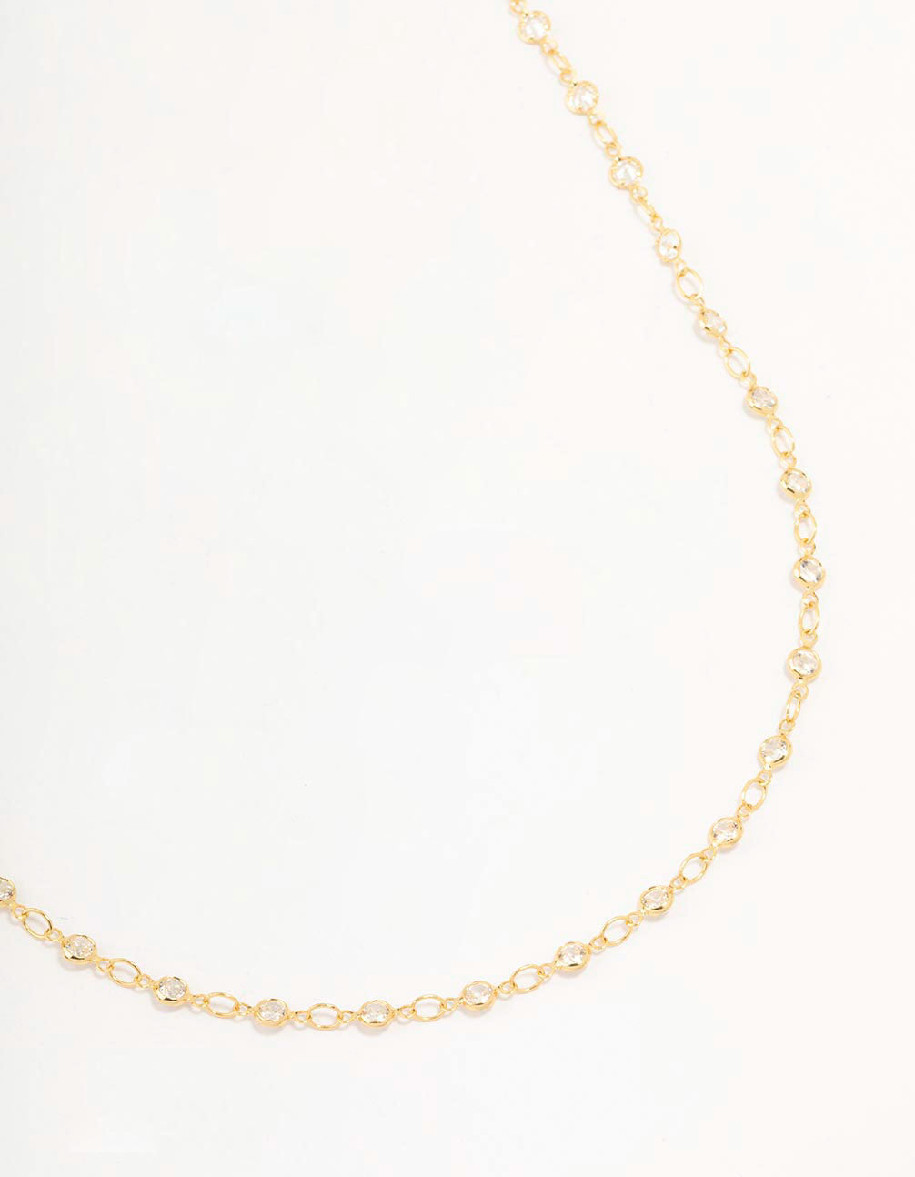 Gold Plated Station Flat Crystal Necklace