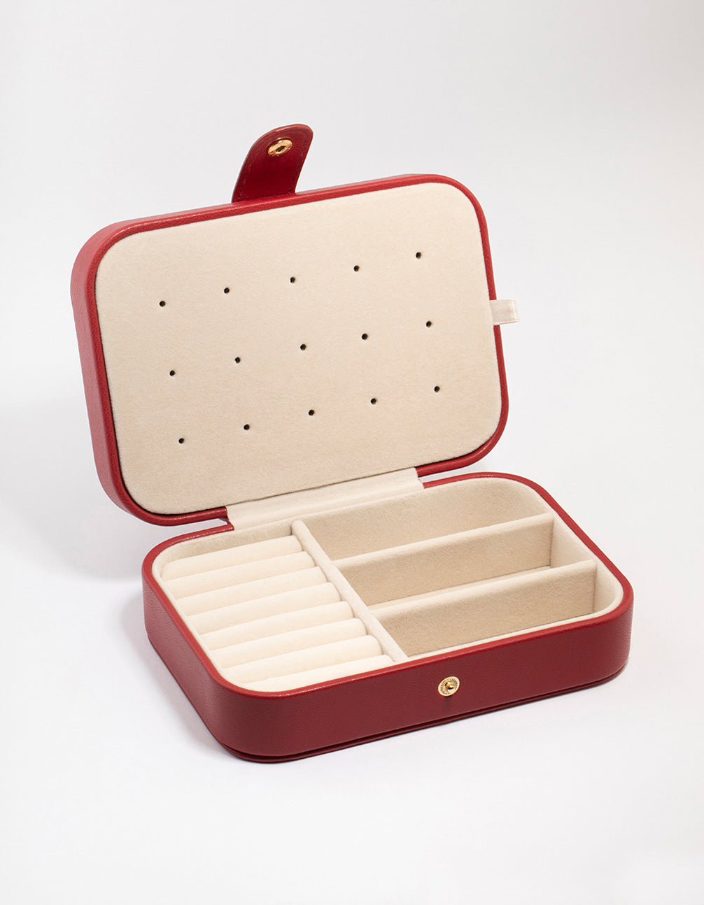 Red Faux Leather Rectangular Jewellery Case