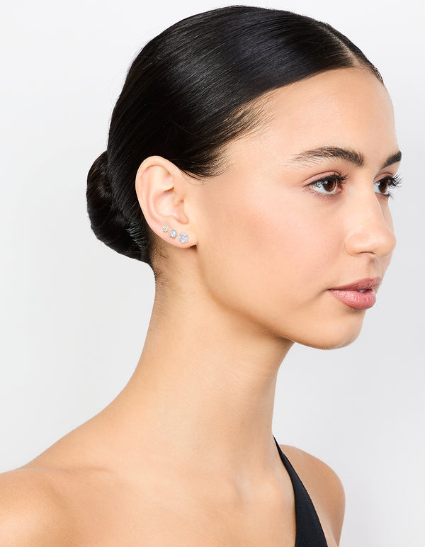Graduating Diamante Gold Stud Earrings 3-Pack