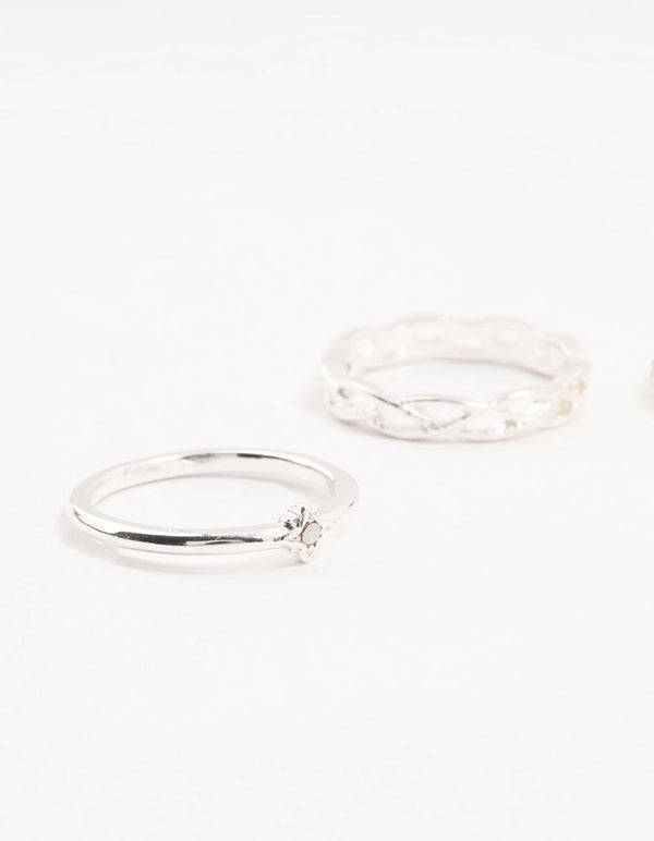 Silver Croissant Rings 4-Pack