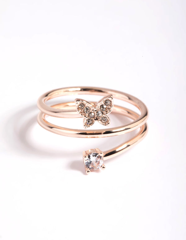 Rose Gold Mini Butterfly Wrapped Ring