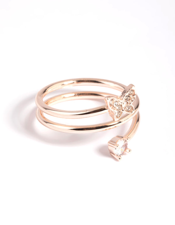 Rose Gold Mini Butterfly Wrapped Ring