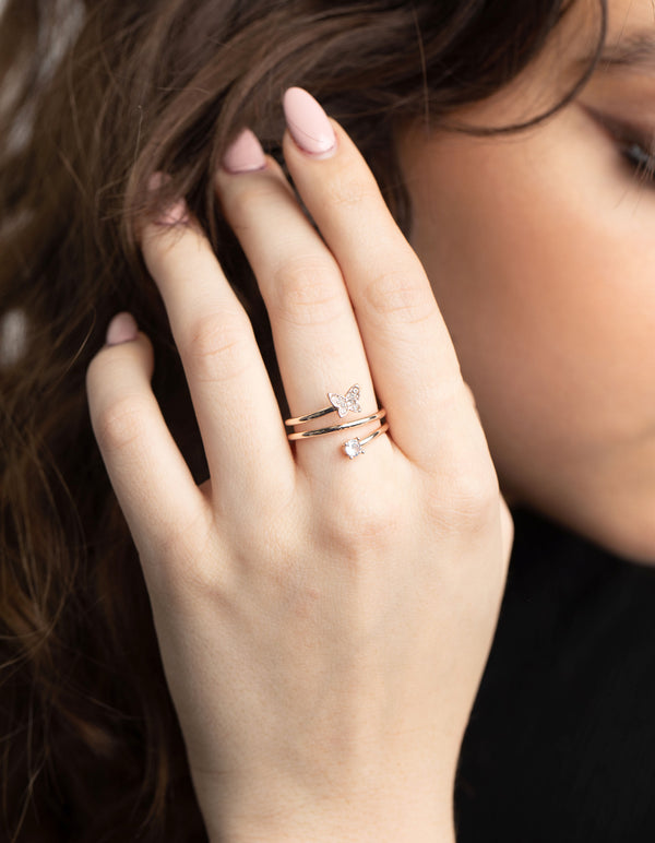 Rose Gold Mini Butterfly Wrapped Ring