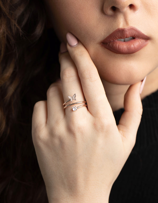 Rose Gold Mini Butterfly Wrapped Ring
