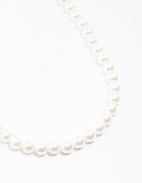 Silver Diamante Pearl Necklace