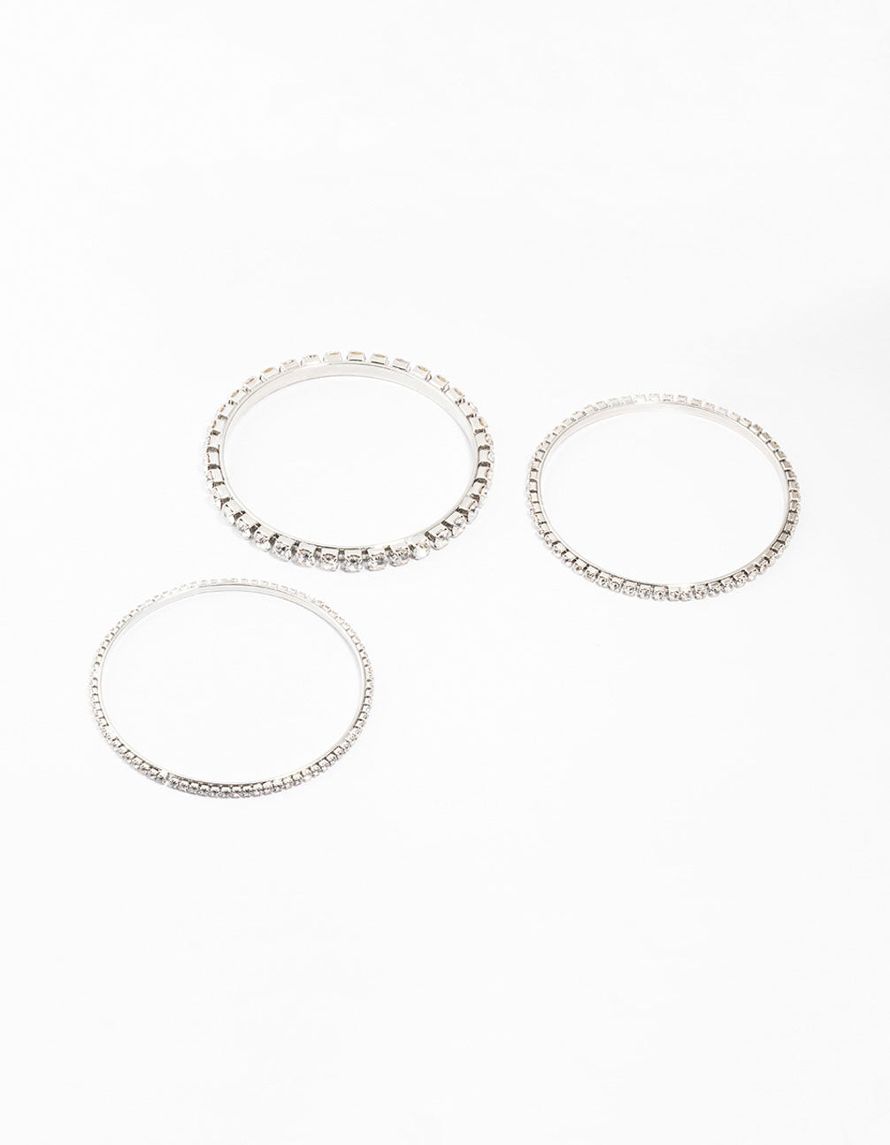 Diamante Silver Bangles 3-Pack